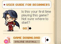 MapleStory beginner guide and game download panel